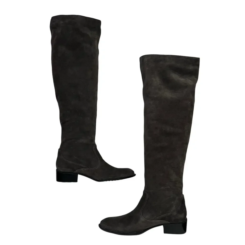 Born Women's Over the Knee Boot Crown Cady 2 SZ 7.5 Grey Suede Relaxed Slouchy