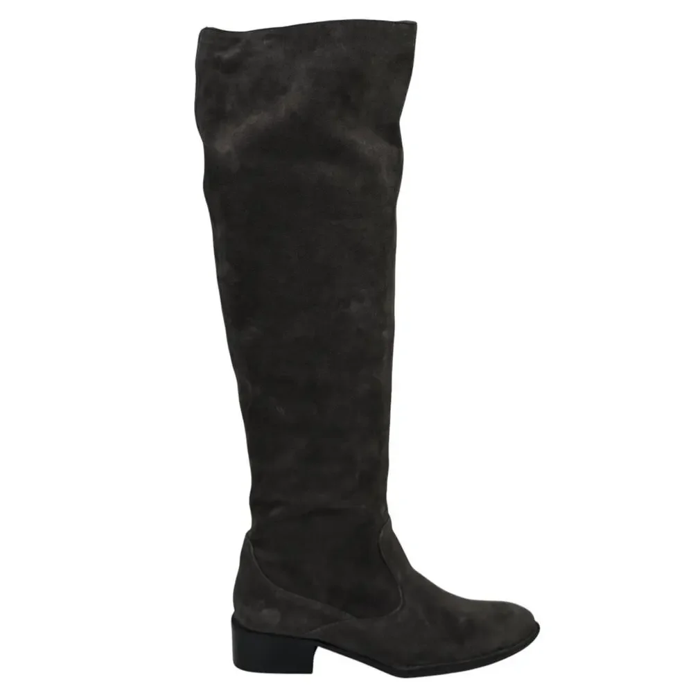 Born Women's Over the Knee Boot Crown Cady 2 SZ 7.5 Grey Suede Relaxed Slouchy