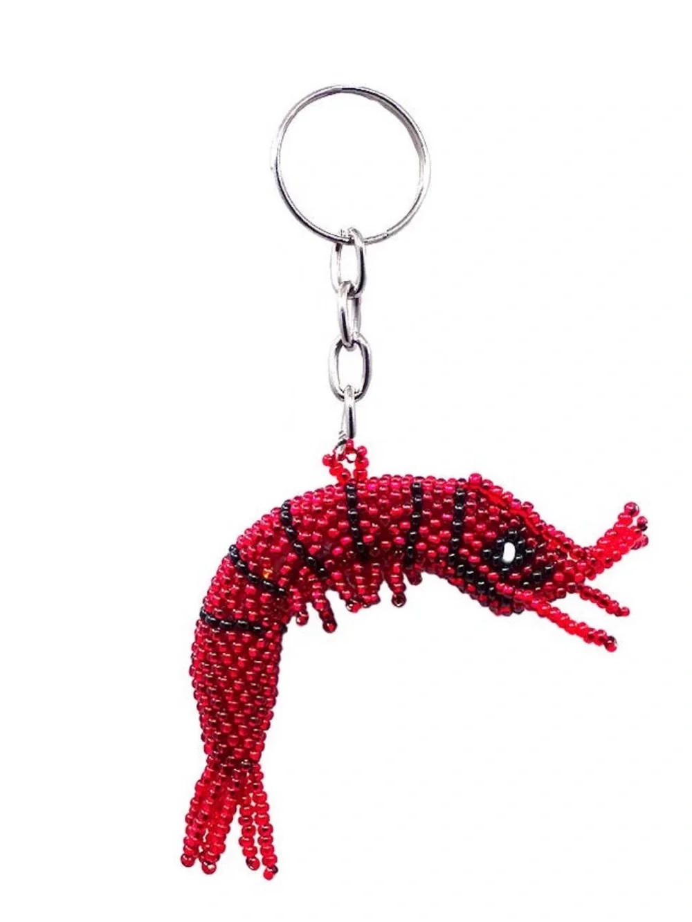 Beaded Red Shrimp Keychain