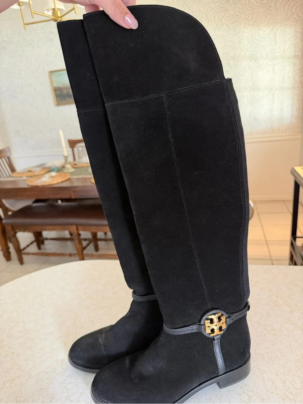 Tory Burch Miller Over-the-Knee Suede Black Boots