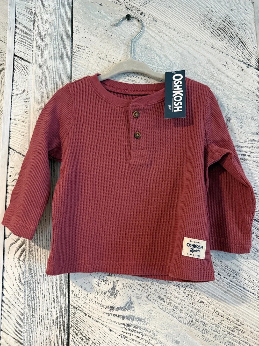OshKosh B'gosh Maroon Waffle-Knit Long Sleeve Henley