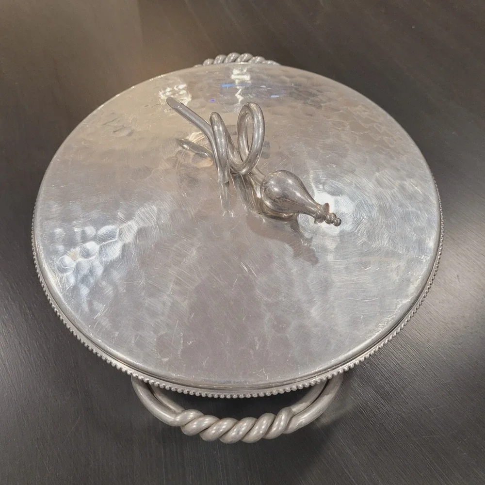 Vintage cookware BW Buenilum Hammered Aluminum Serving Dish With Pyrex Bowl