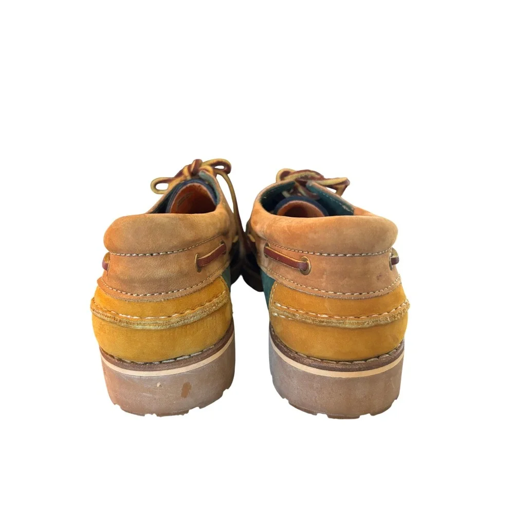 Jones Bootmaker Boat Shoes Mens 43/10 Color Block Leather Lug Soles Mocs NEW