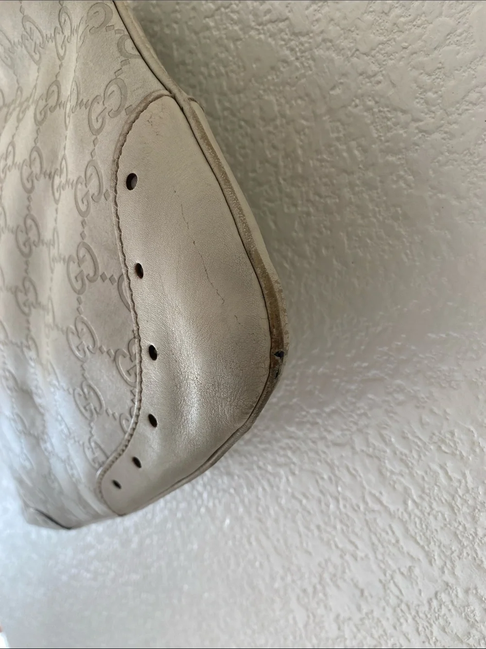 Gucci Beige Monogram Hobo Bag with Gold Hardware