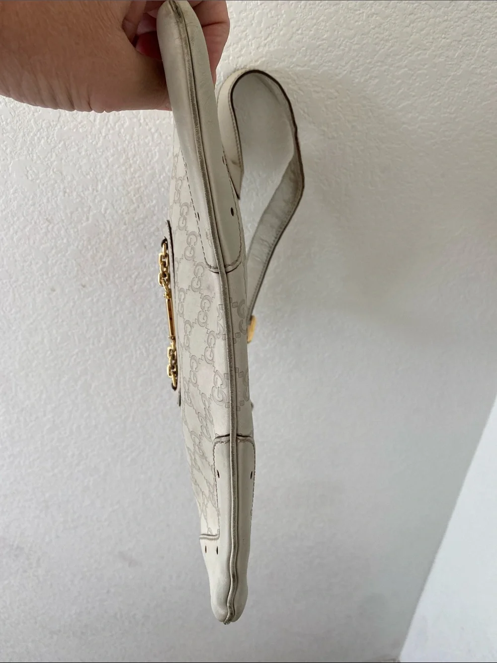 Gucci Beige Monogram Hobo Bag with Gold Hardware