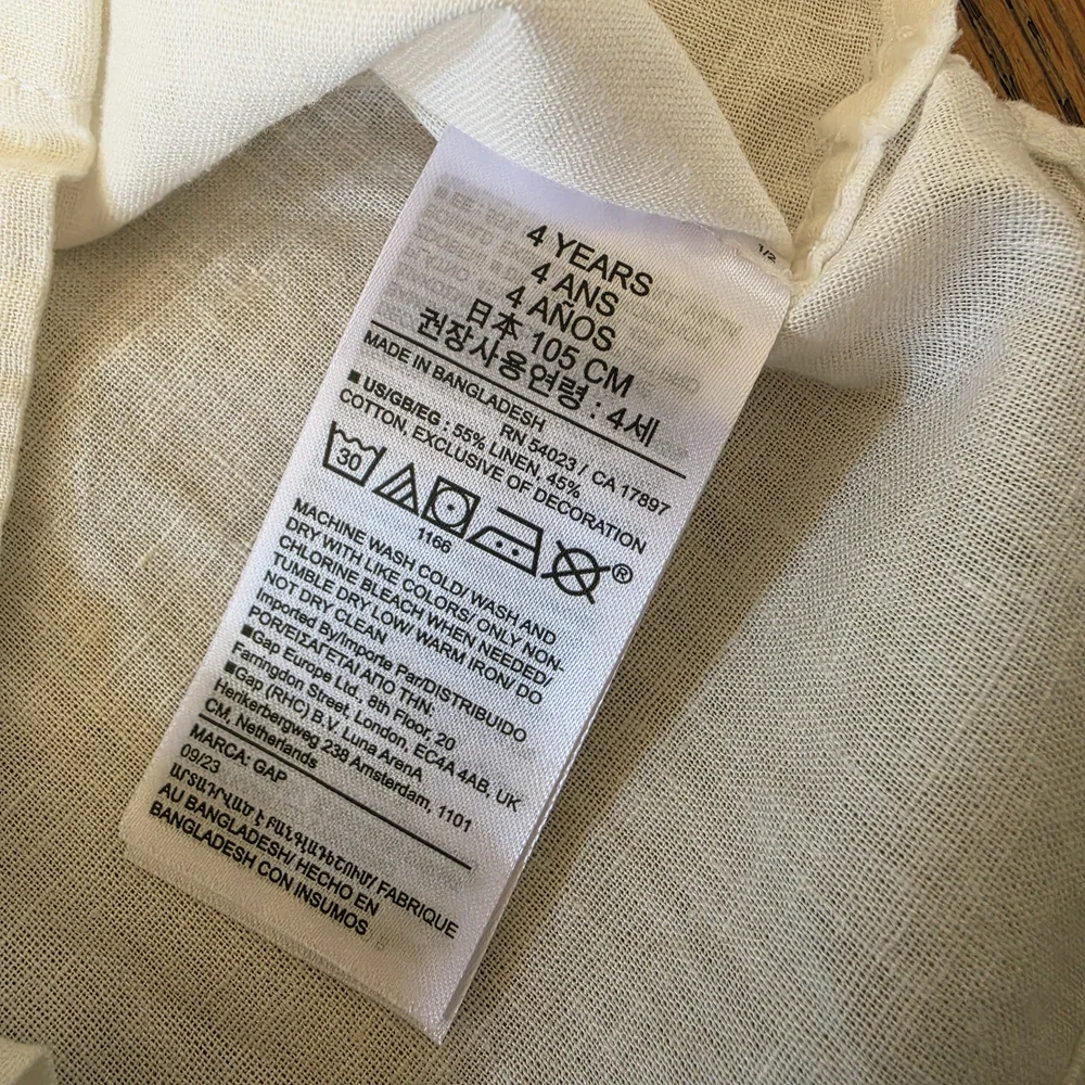 GAP are tags fabric