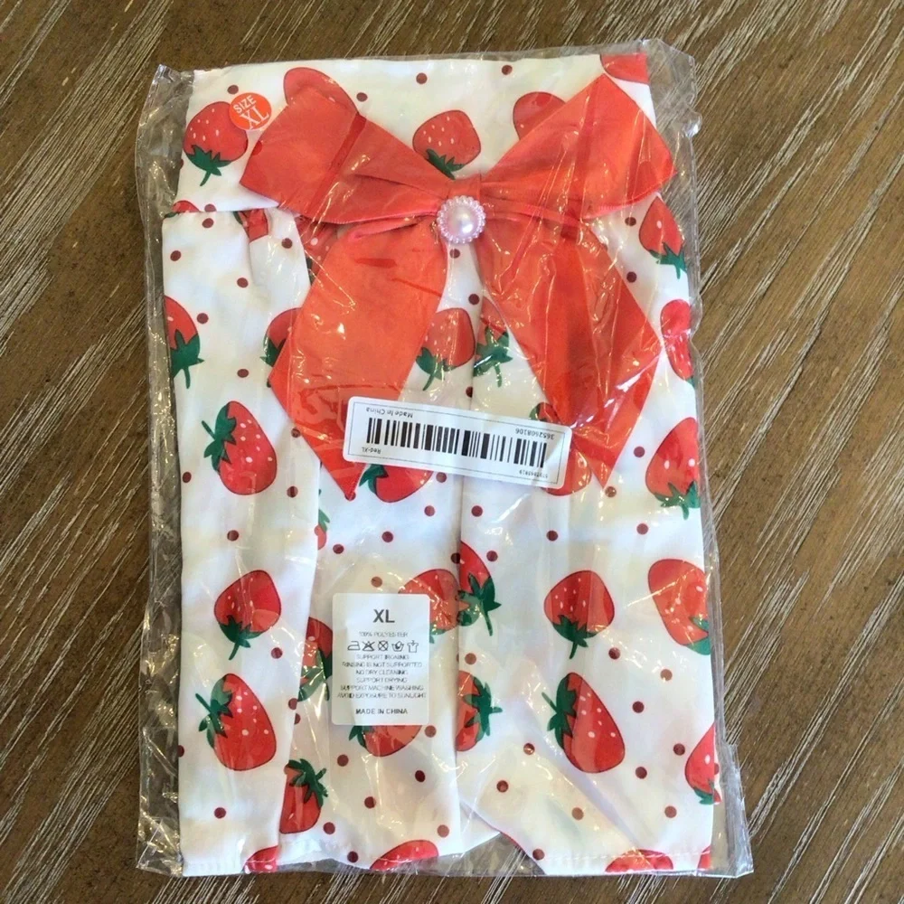 Cute Pretty Strawberry Print Lightweight Princess Dog Pet Dress