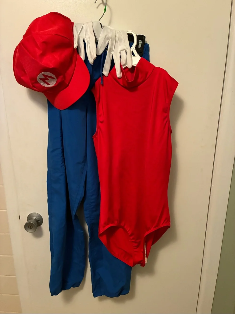 Weissman Red and Blue Kids Mario Costume with Hat and White Gloves