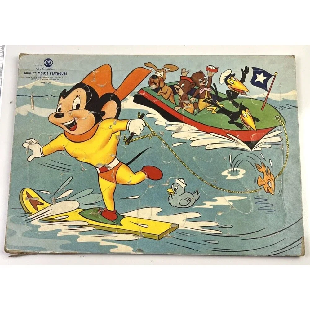 CBS Television Vintage Mighty Mouse Playhouse Wooden Puzzle 1957