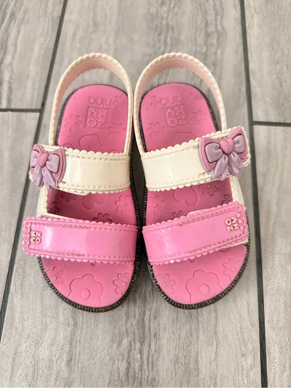 Zaxy Kids Pink & Cream Bow Sandals
