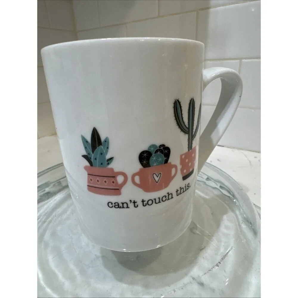 10 Strawberry Street Can’t Touch This Fun Cactus Ceramic Coffee, Tea Mug