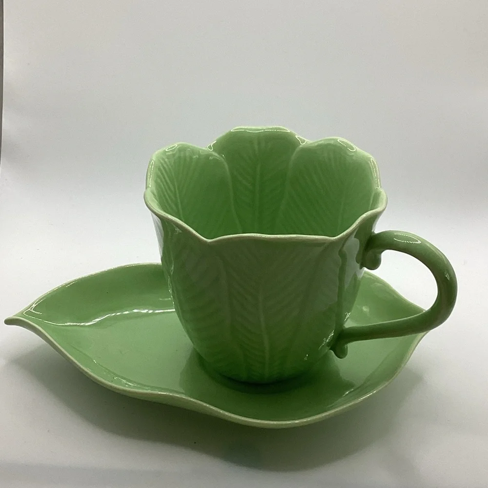 Green Leaf Cup and Saucer Set