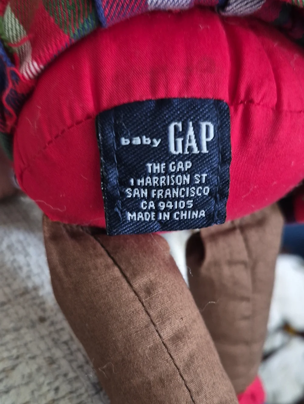 GAP BABY Red Plaid Dress Rag Cloth Doll Vintage
