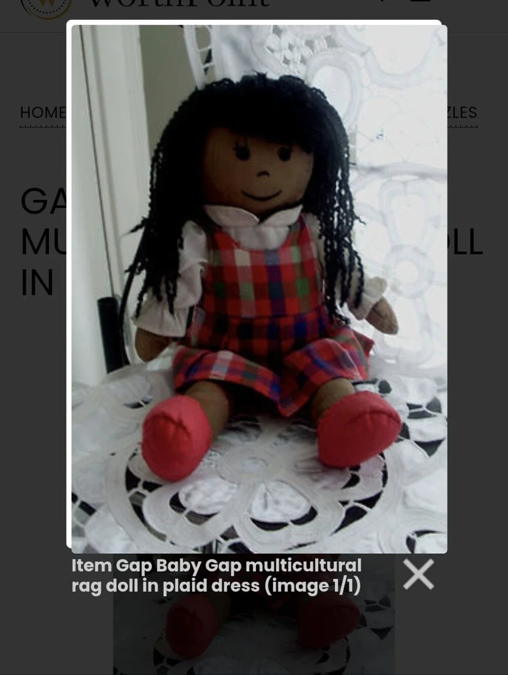 GAP BABY Red Plaid Dress Rag Cloth Doll Vintage