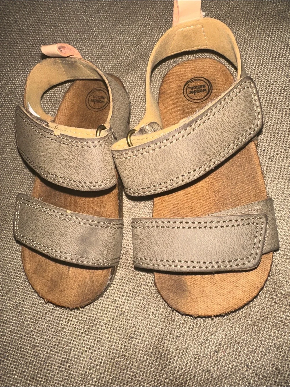 wonder nation Taupe Double-Strap Kids Sandals