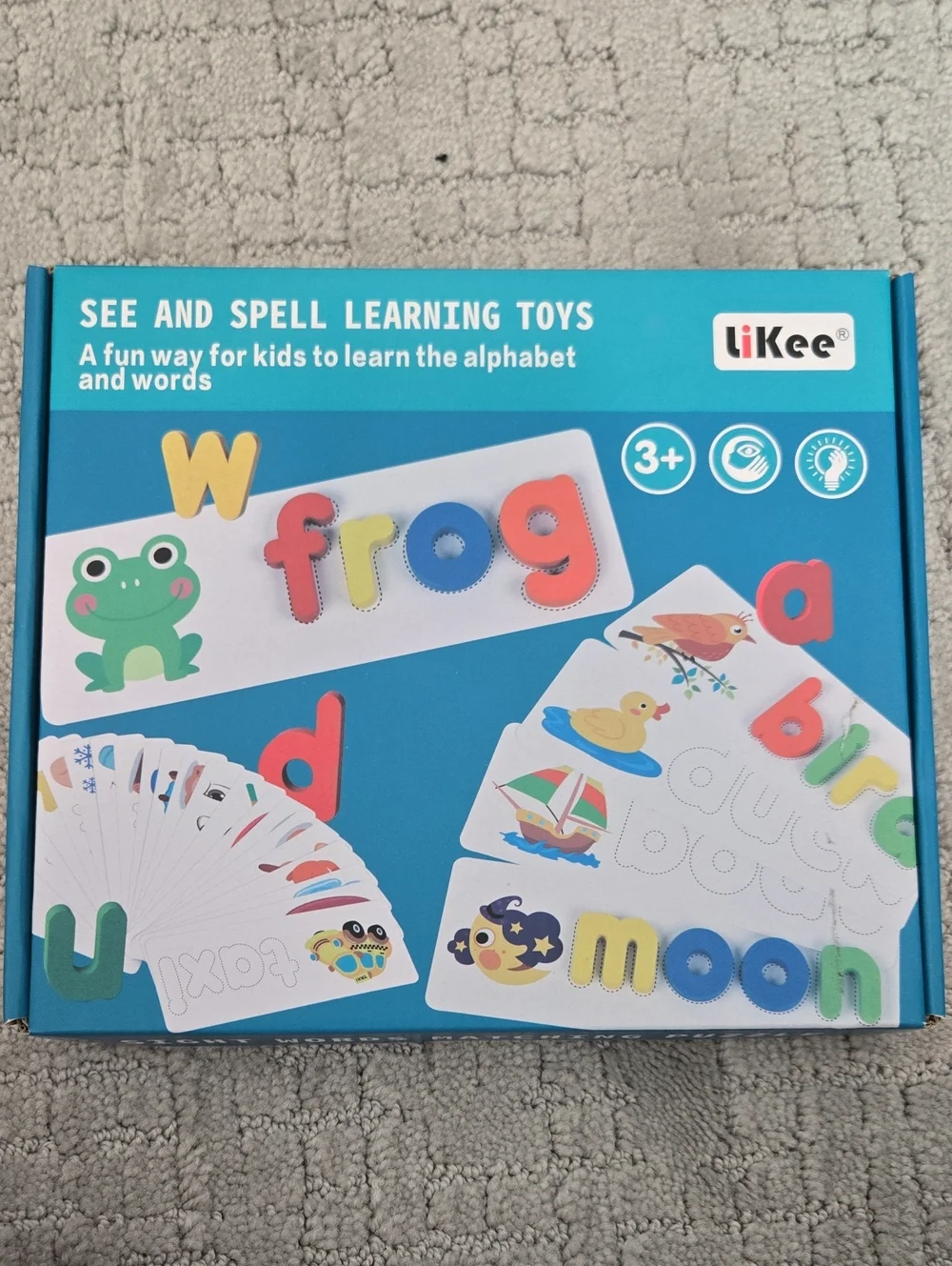 LiKee Wooden Alphabet Letter Spelling Puzzle Kids