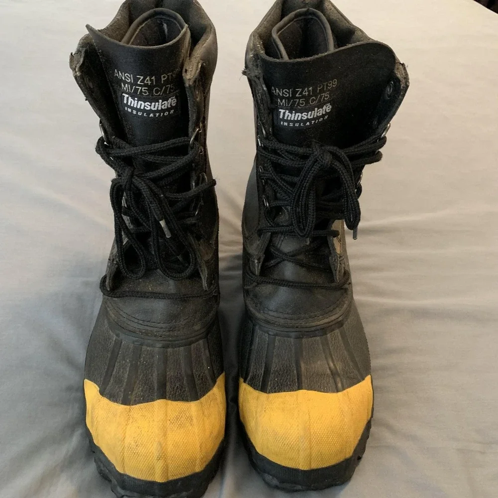 Rocky Boots Mens Size 9 Black Yellow Thinsulate Safety Toe Work‎ Lace-Up #7752