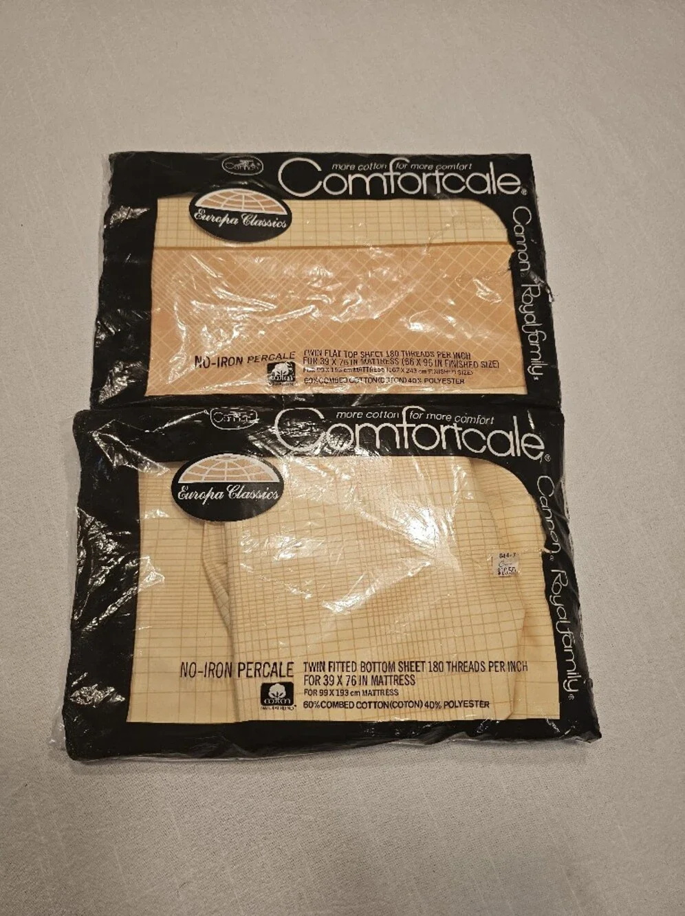 Vintage Comfortcale Twin Sheet Set Cotton Blend Cornsilk Plaid
