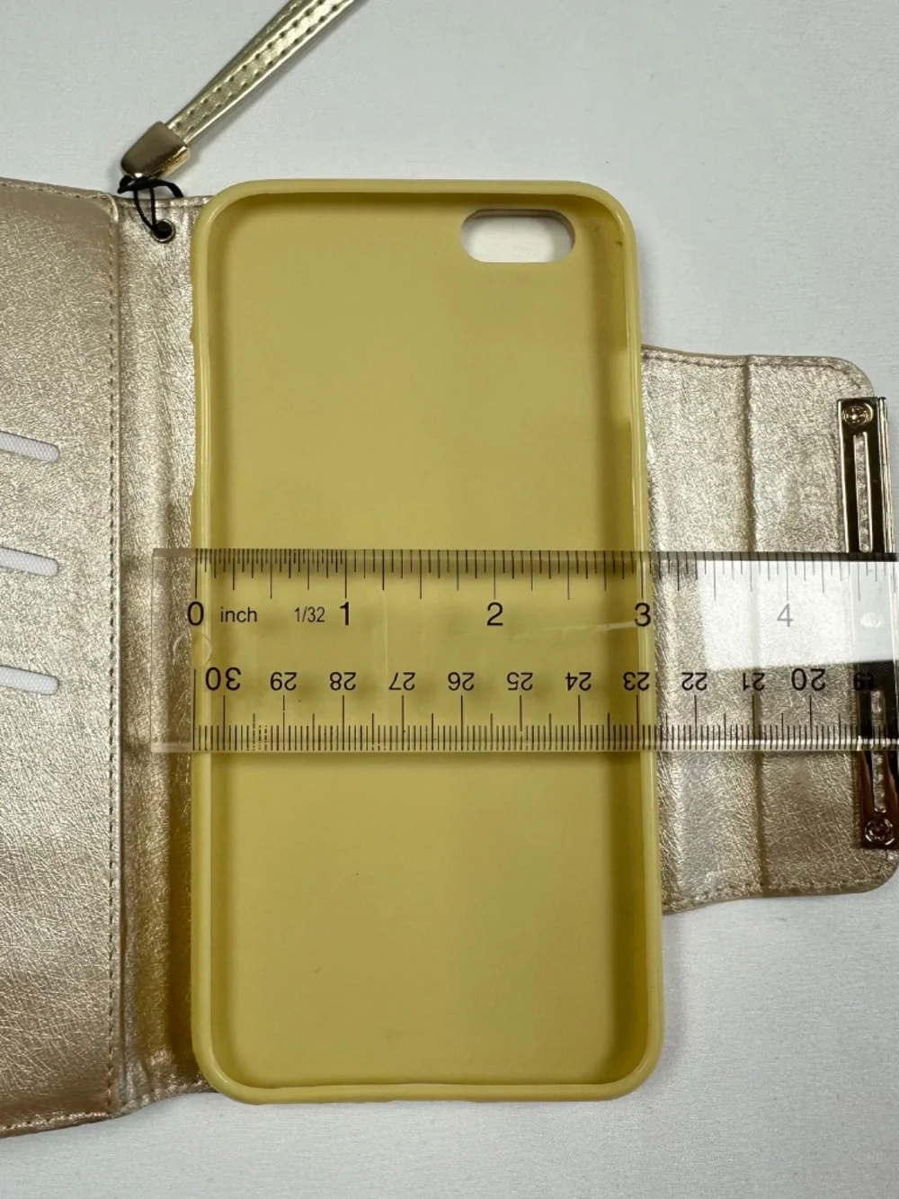 Gold Colored Cell Phone Case Wristlet Credit Card slot Jeweled Cover w/Screen