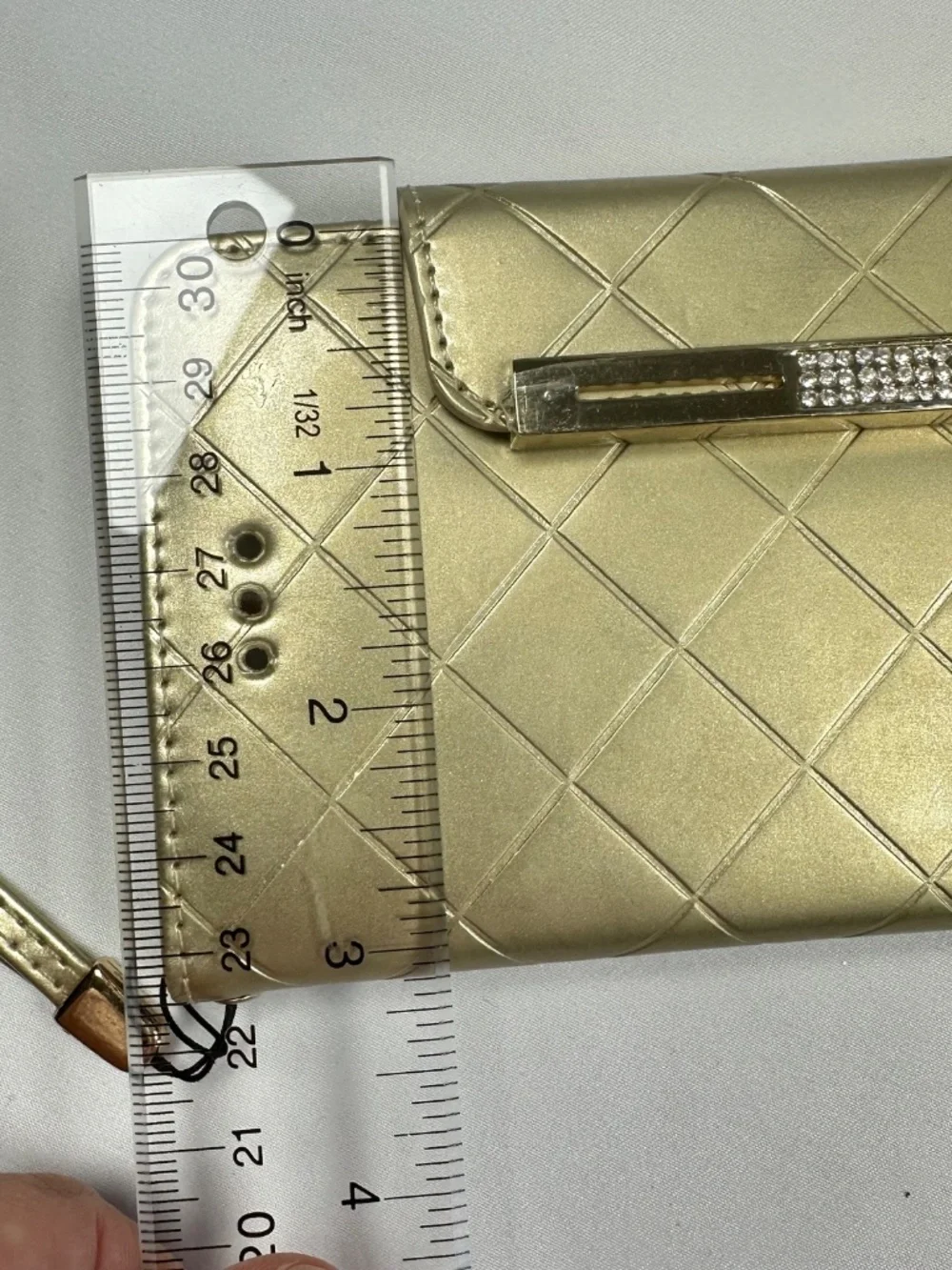 Gold Colored Cell Phone Case Wristlet Credit Card slot Jeweled Cover w/Screen