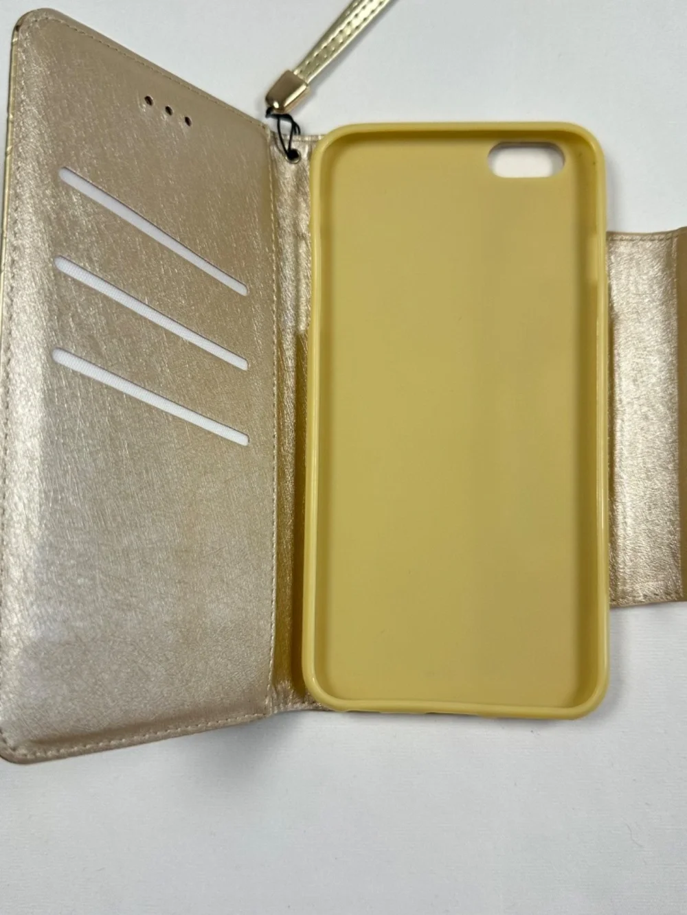 Gold Colored Cell Phone Case Wristlet Credit Card slot Jeweled Cover w/Screen