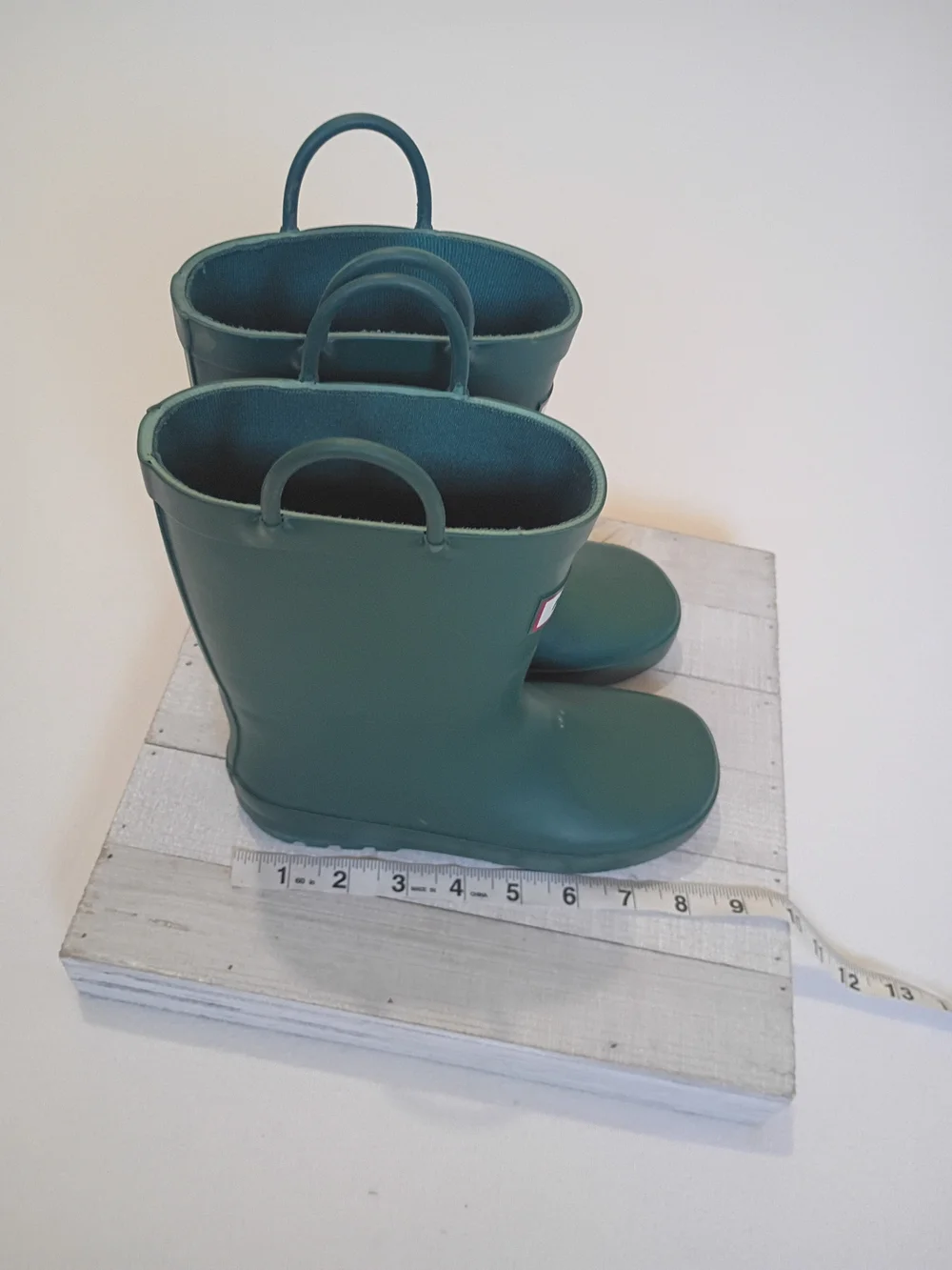 Kids My Soft Size 2 Waterproof Green Rain Boots with Easy Pull Handles