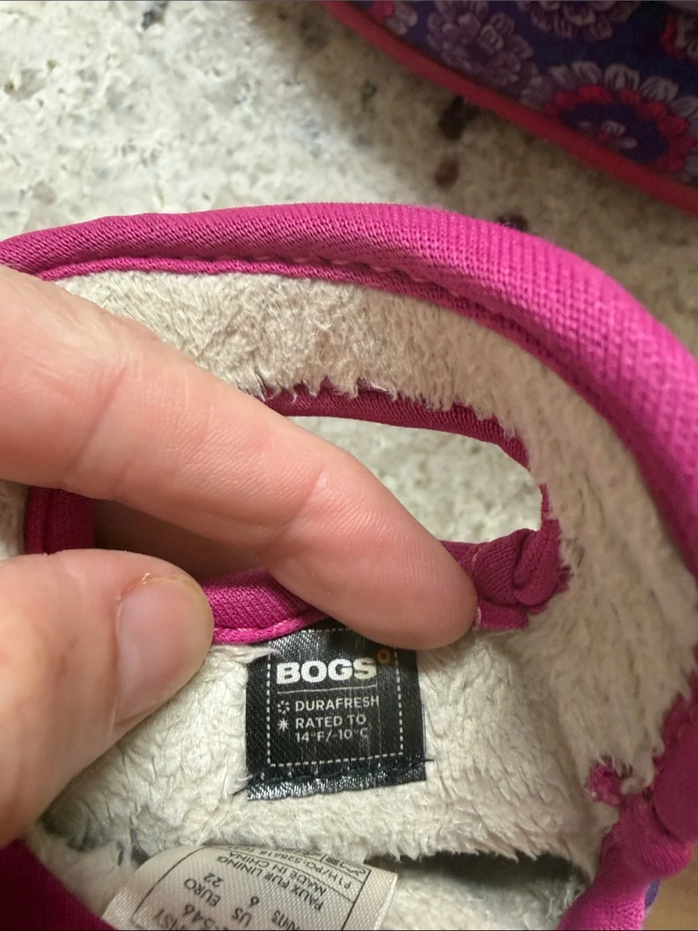 Bogs size guc