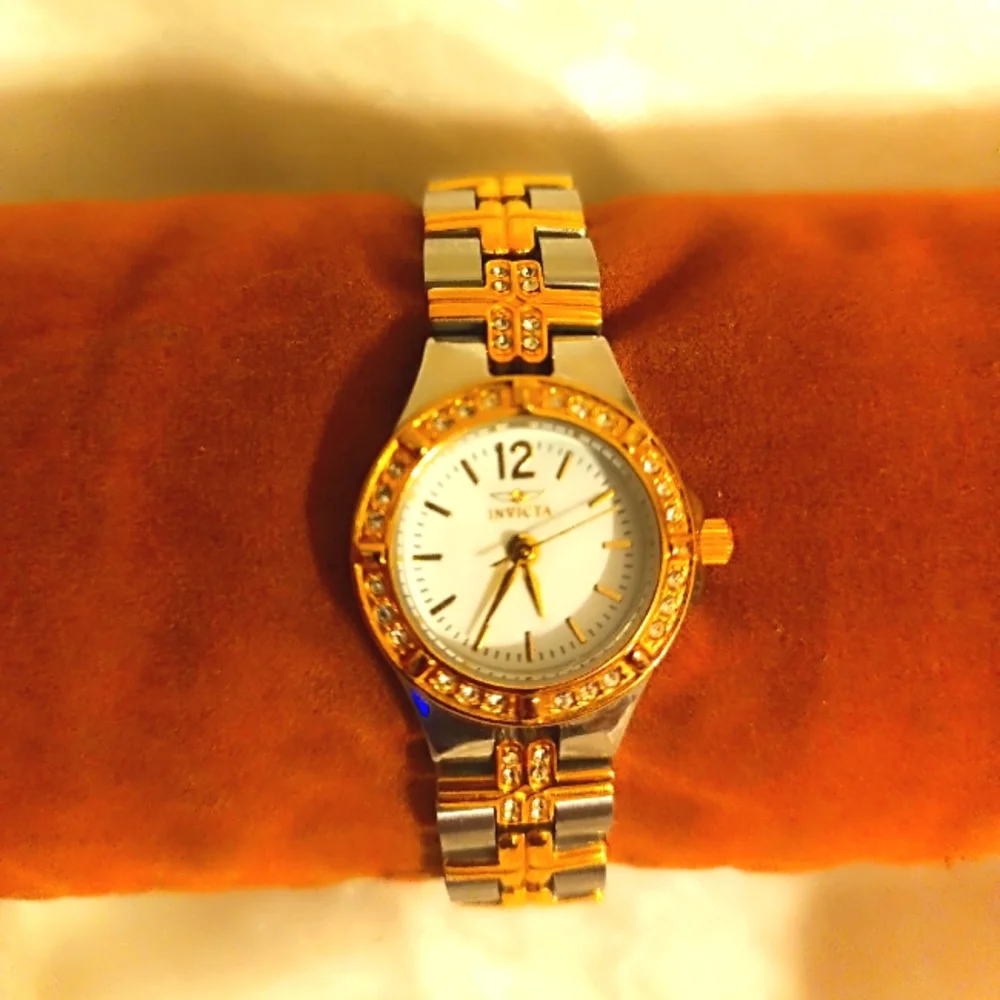 Invicta Wildflower model 0127 gold and silver tone rhinestone