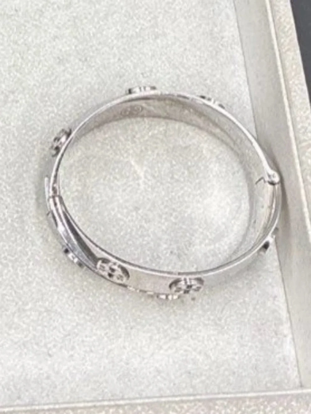 Tory Burch Double Wrap Hinged Bangle with Stud Logo