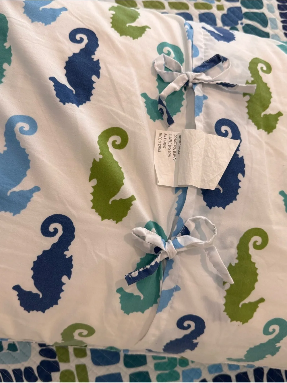 OVERSIZED Blue & Green Chevron Mosaic King Quilt Set