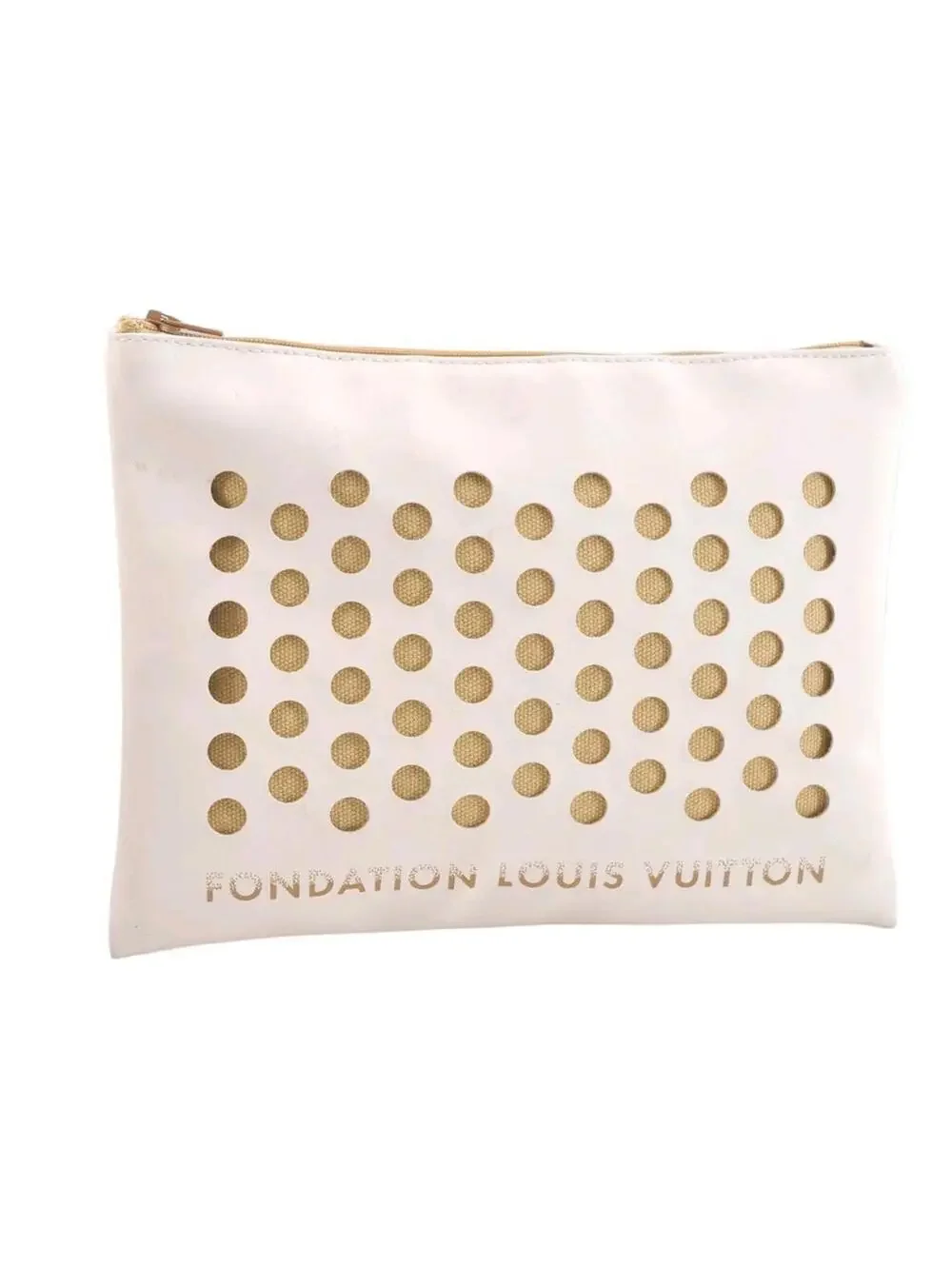 Authentic Louis Vuitton Fondation Exclusive Dots Pouch White Polyurethane