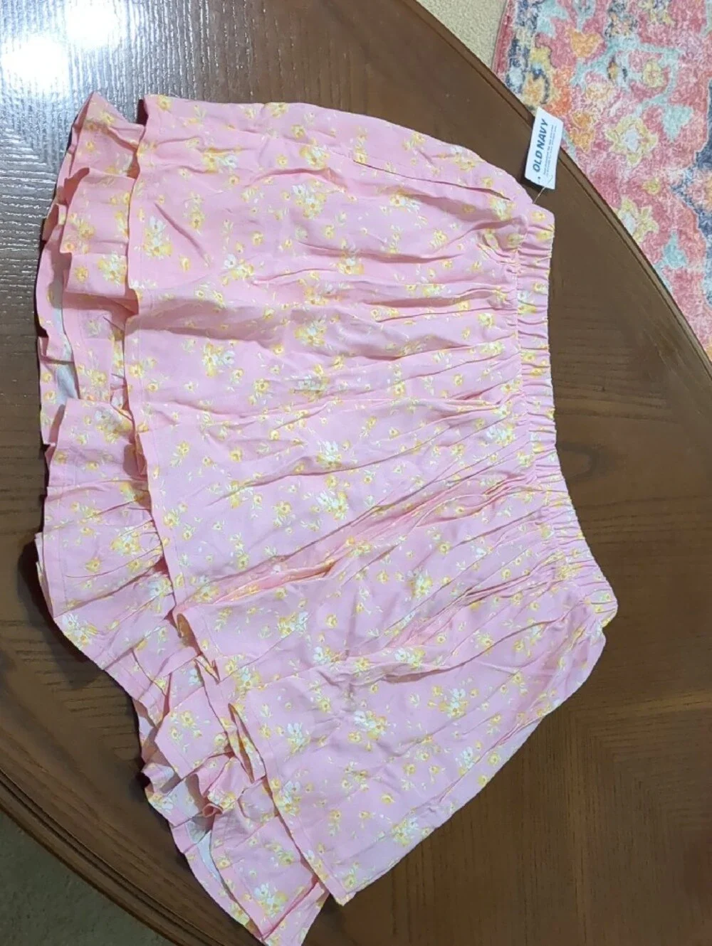 Old Navy Pink Yellow Floral Ruffle Skort