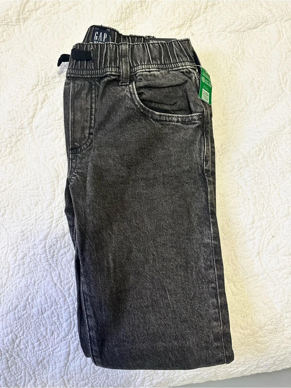 GAP Boys Washed Black Elastic Waist Jogger Jeans