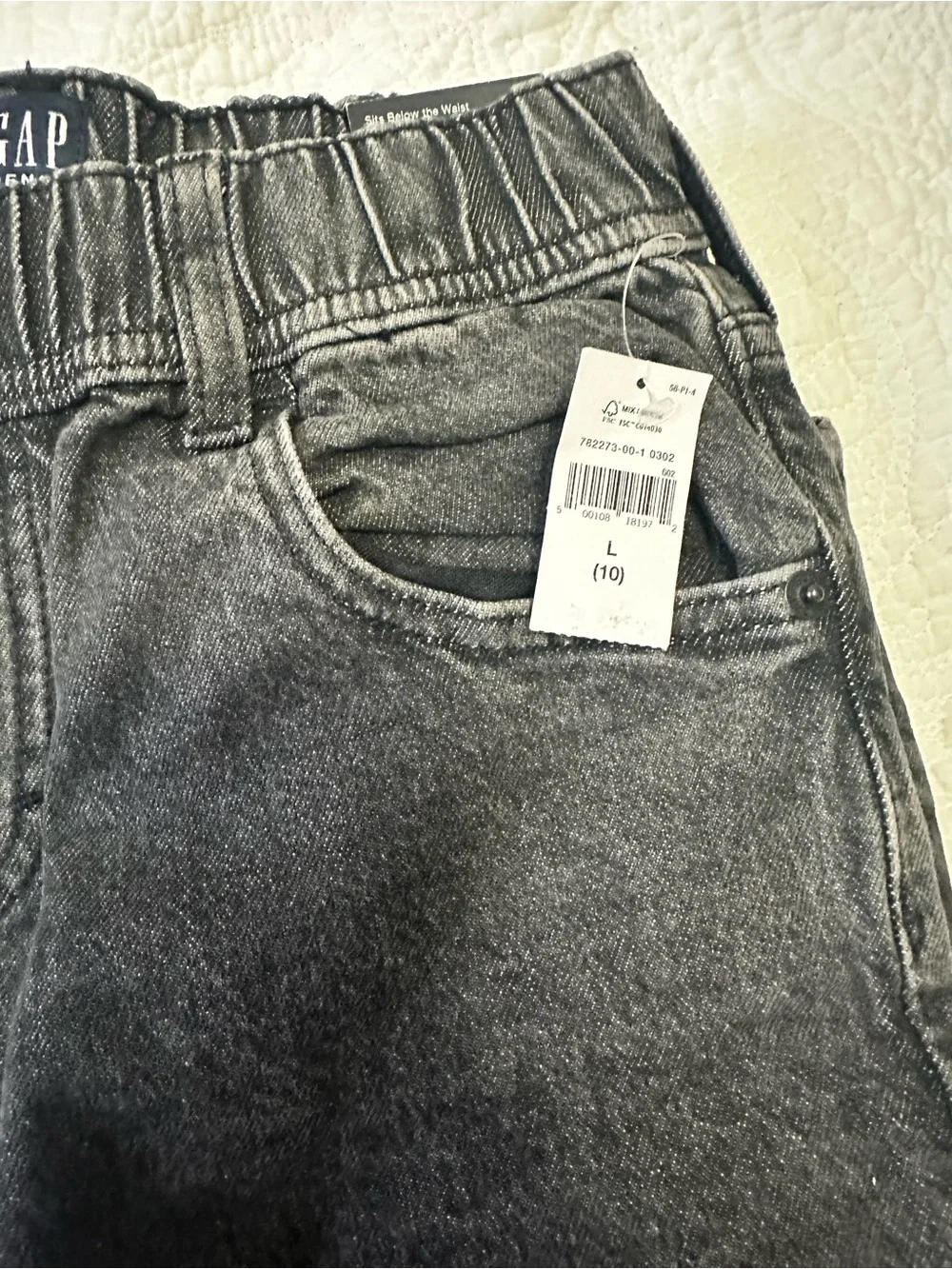GAP Boys Washed Black Elastic Waist Jogger Jeans