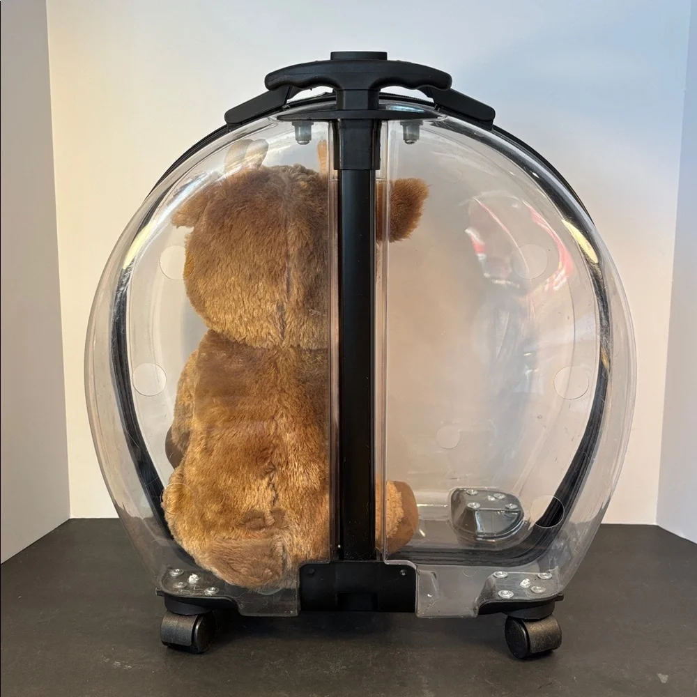 Clear Hard Shell Rolling Pet Carrier 15” Cat Dog Travel Bubble Luggage