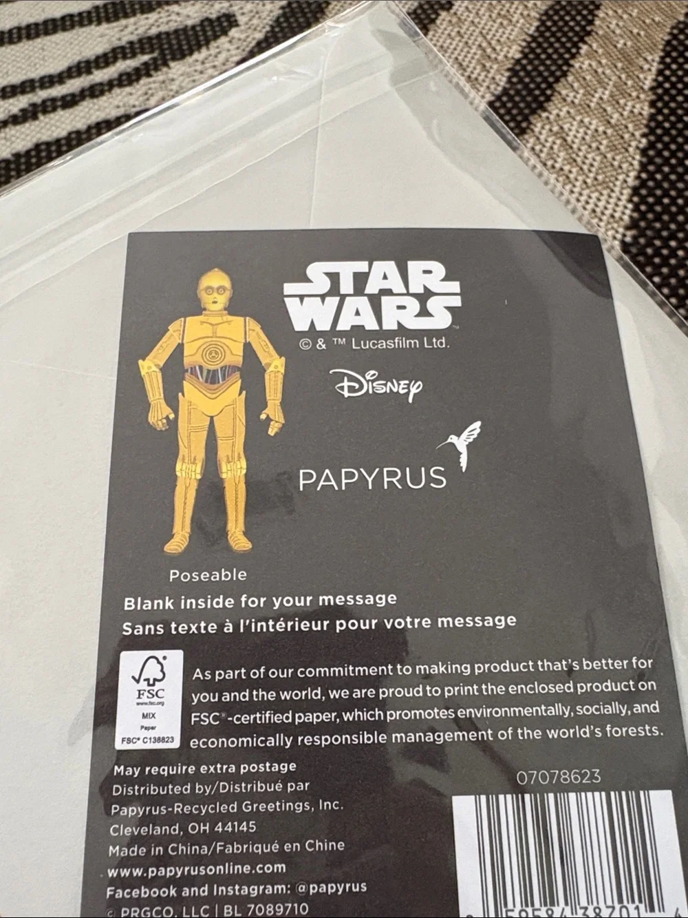 🆕Papyrus-Star Wars C-3PO Greeting Card