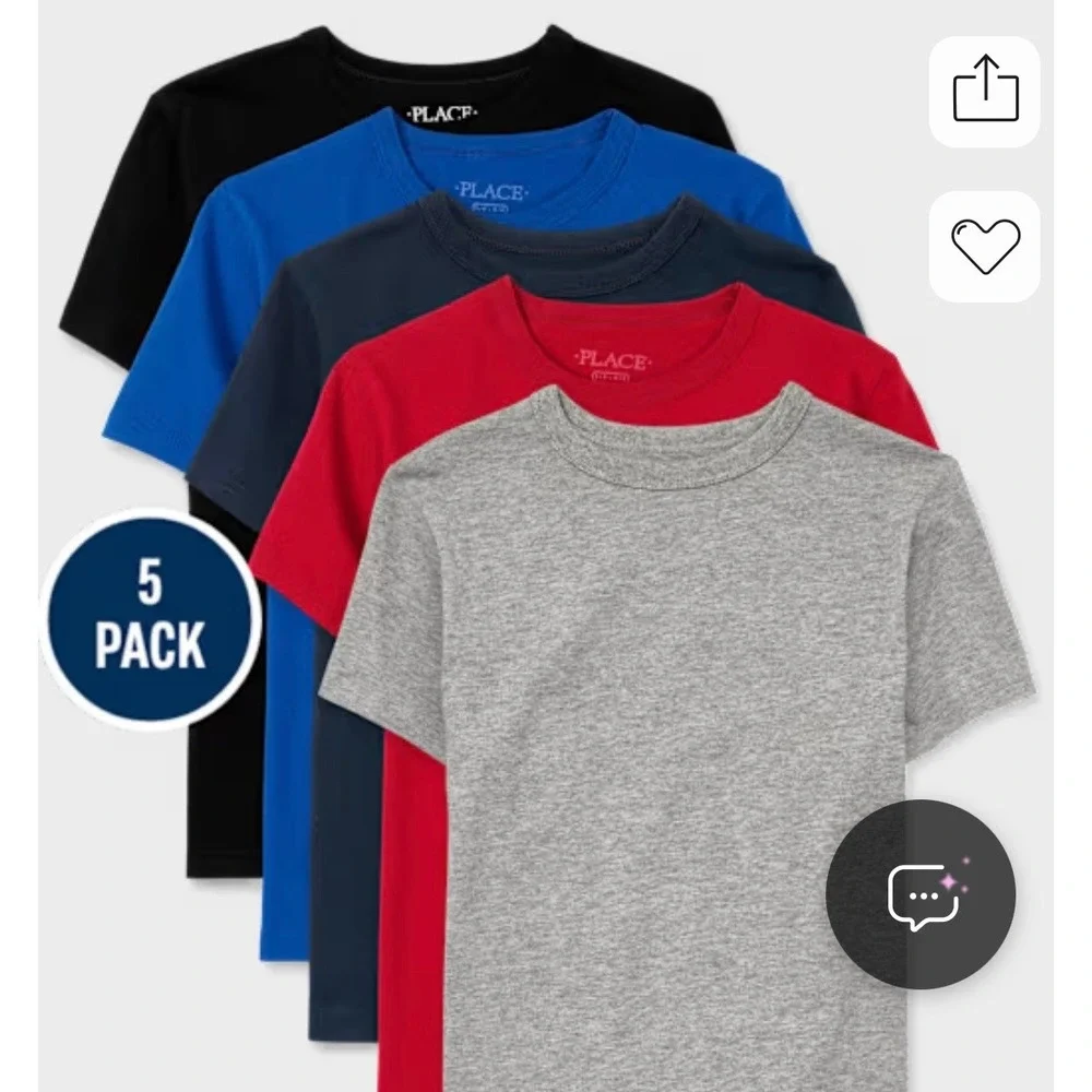 The Children's Place Boys Tee Shirt 5-Pack – Multi Color – XXL (16) – NWT