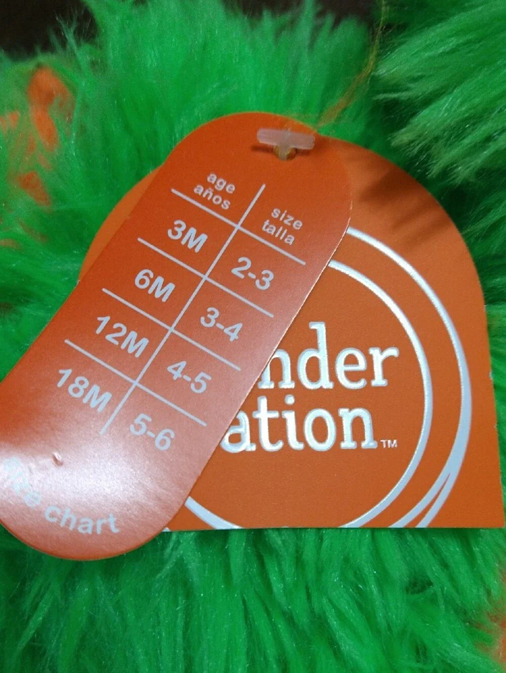 Wonder Nation Green Fuzzy Monster Slippers with Orange Accents