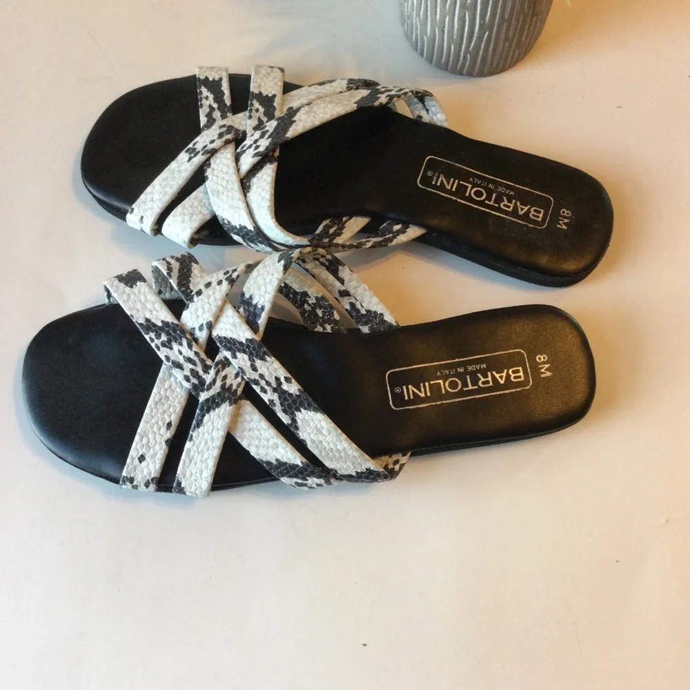 Bartolini Made In Italy Black and White Women's Sandals Size 8M