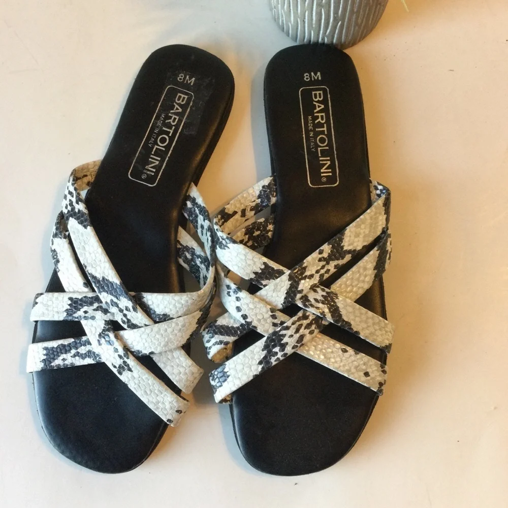 Bartolini Made In Italy Black and White Women's Sandals Size 8M