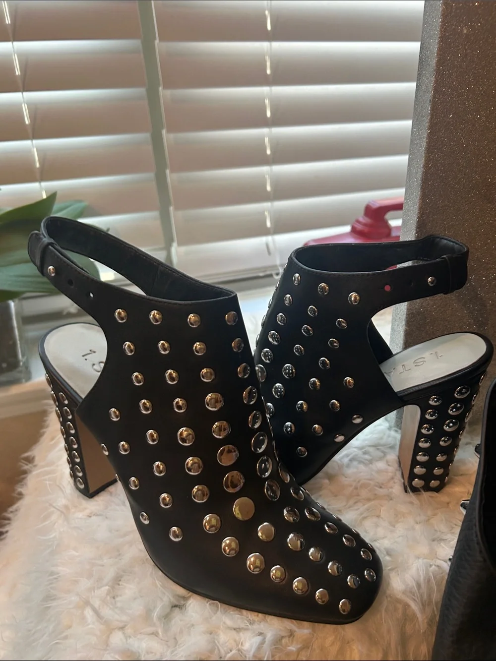 Black Studded Hobo Bag with Matching Wallet - Unbranded