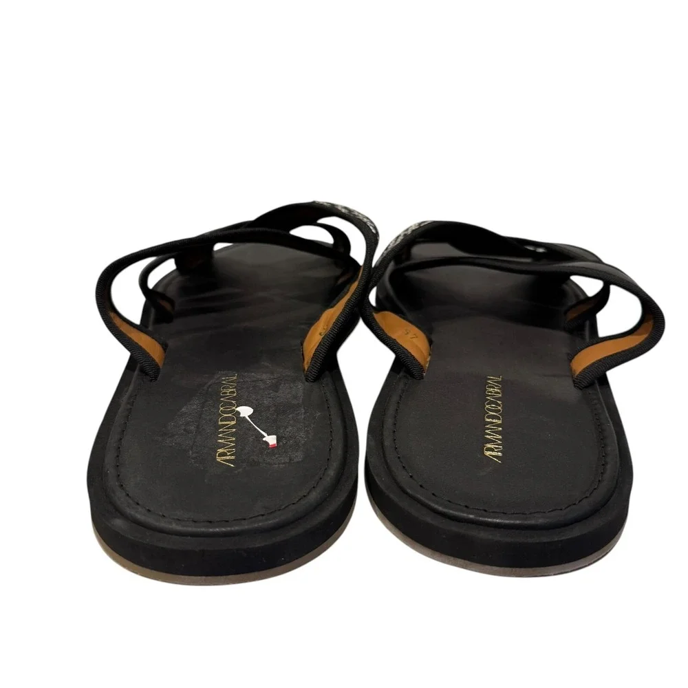 Armando Cabral Men's Black Arabia Iv Woven Cotton Leather Slides Sz 45 / 12 $485