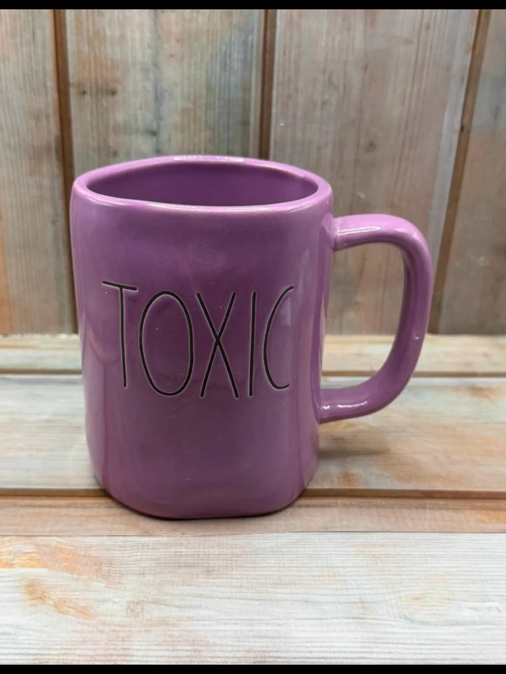 Rae Dunn Halloween TOXIC Purple Coffee Cup Large Letter Rare HTF