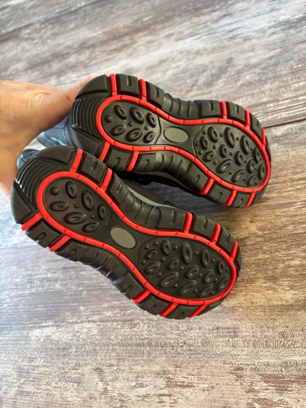 Khombu EUC Toddler Kid Black Red Insulated Winter Snow Boots Velcro Straps High