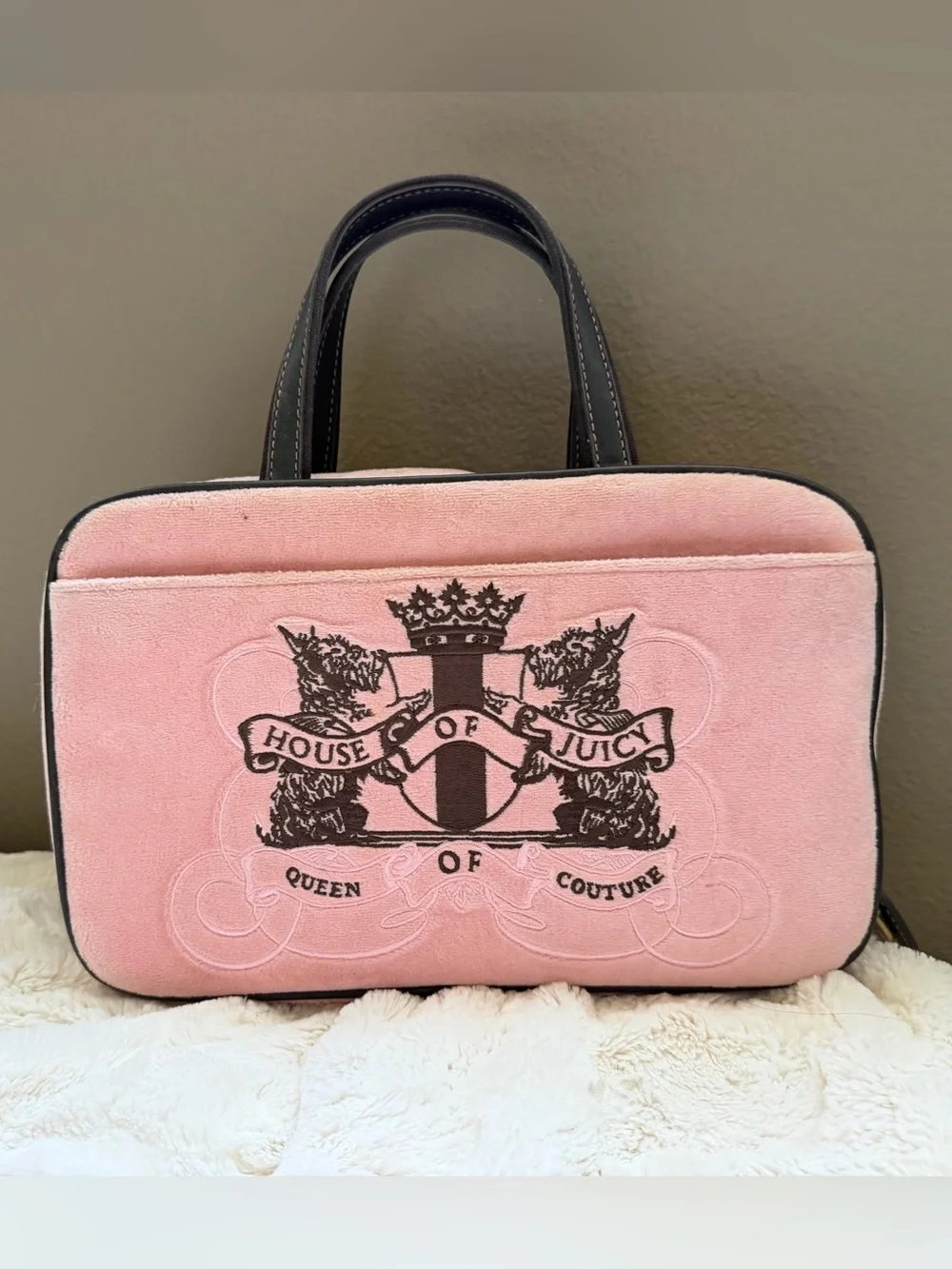 Juicy Couture Pink Terry Logo Makeup Case