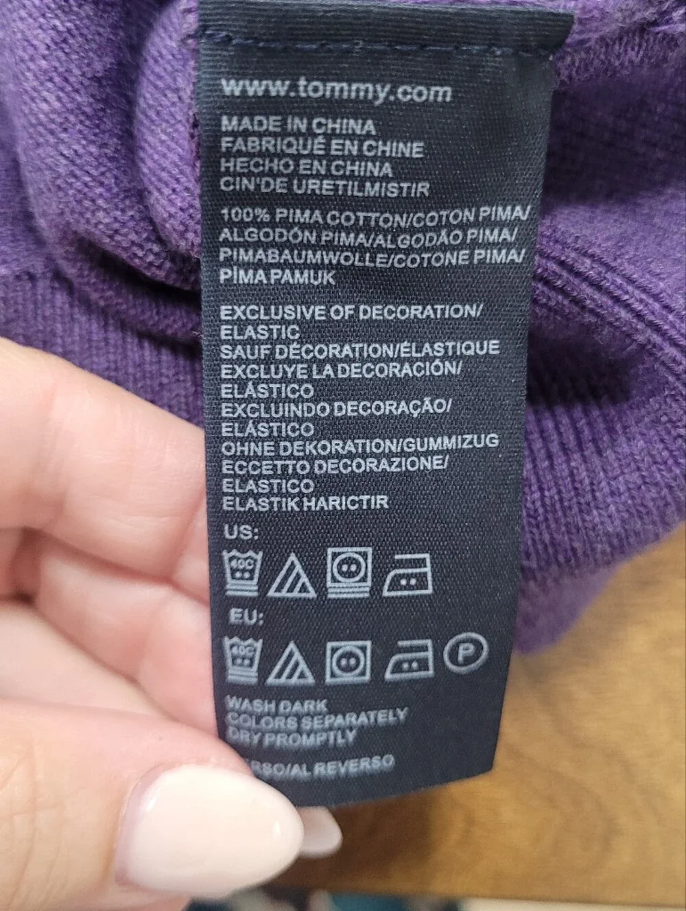 Tommy Hilfiger Sweater Pima Cotton Purple Size Large