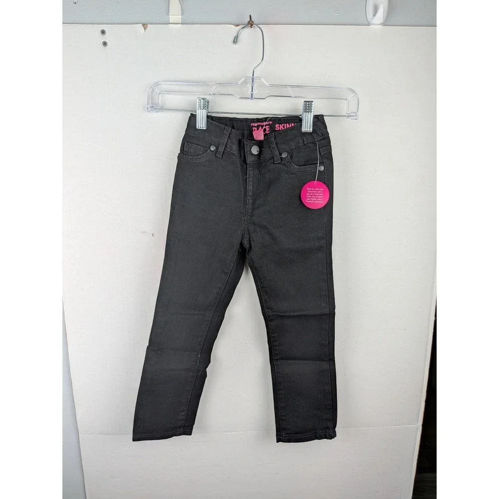 The Childrens Place Kids Skinny Jeans Black Denim Adjustable Waist 4T NEW