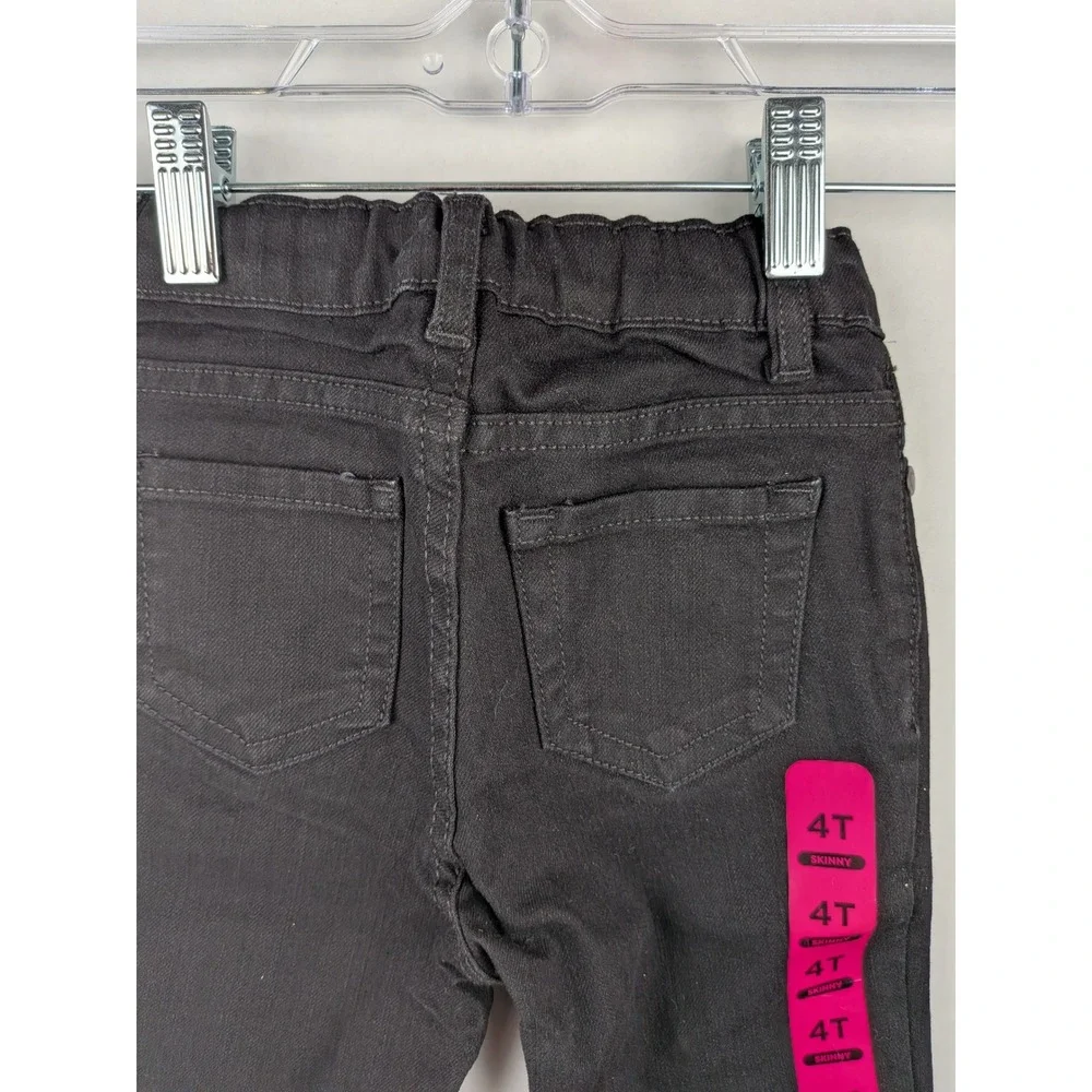 The Childrens Place Kids Skinny Jeans Black Denim Adjustable Waist 4T NEW