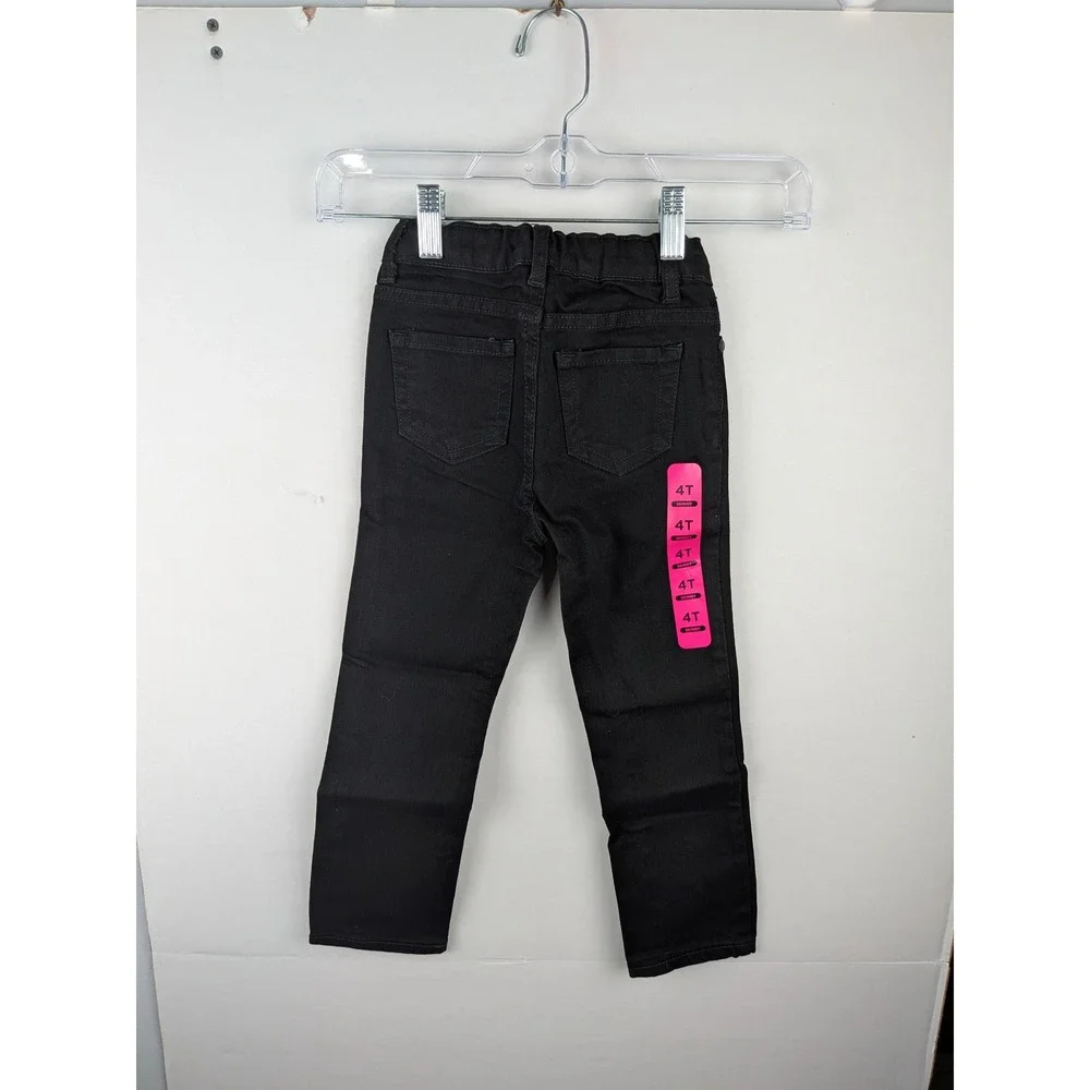 The Childrens Place Kids Skinny Jeans Black Denim Adjustable Waist 4T NEW