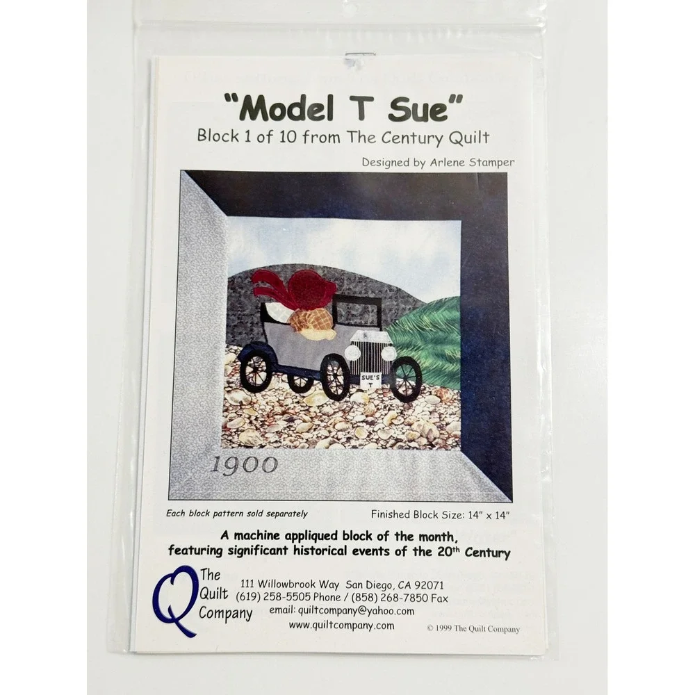 The Quilt Company Model T Sue Pattern Multicolor Applique Quilt Block